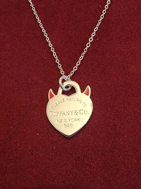 Tiffany  Heart Tag Devil Pendant Necklace